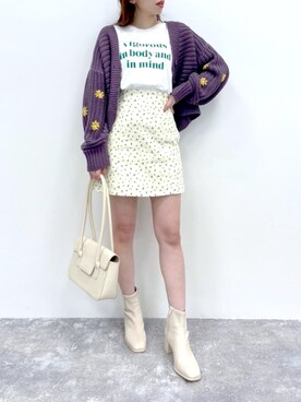 「Heather（ヘザー）のアソートクロップドＴシャツ　948601（Tシャツ/カットソー）」を使った、みさっきーさん（レディース・154cm）の夏コーディネート