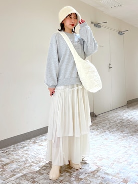 「シャギー」｜「アイテム（スウェット）」を使った、みさっきーさん（レディース・154cm）の冬コーディネート