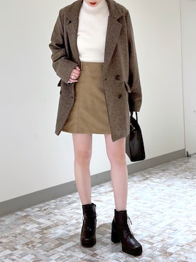 「Heather（ヘザー）のアイテム（テーラードジャケット）」を使った、みさっきーさん（レディース・154cm）の秋コーディネート