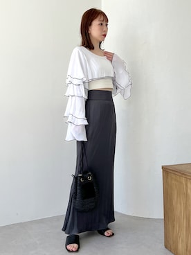 「へザー」｜「アイテム（スカート）」を使った、みさっきーさん（レディース・154cm）の春コーディネート