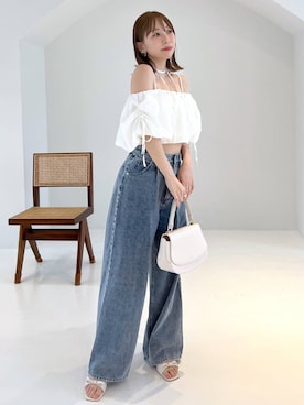 「Heather（ヘザー）のアイテム（トップス）」を使った、みさっきーさん（レディース・154cm）の春コーディネート