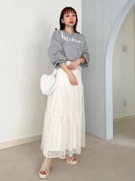 「へザー」｜「アイテム（スカート）」を使った、みさっきーさん（レディース・154cm）の春コーディネート