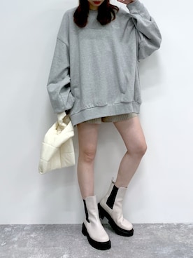 「韓国風コーデ」｜「アイテム（スウェット）」を使った、みさっきーさん（レディース・154cm）の夏コーディネート