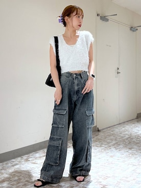 「Heather（ヘザー）のアイテム（ベスト）」を使った、みさっきーさん（レディース・154cm）の夏コーディネート