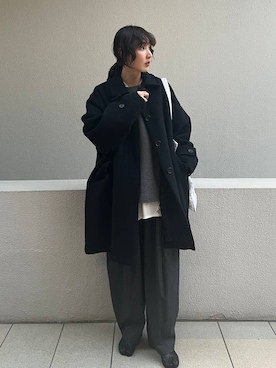 「ベーシック/シンプル」｜「アイテム（ステンカラーコート）」を使った、kyokoさん（レディース・165cm）の冬コーディネート