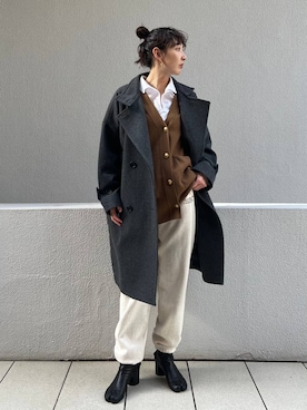 「Curensology（カレンソロジー）のアイテム（ステンカラーコート）」を使った、kyokoさん（レディース・165cm）の秋コーディネート