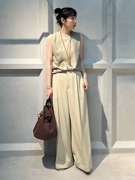「アイテム（ネックレス、イエロー系）」を使った、kyokoさん（レディース・165cm）の夏コーディネート