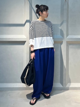 「アイテム（トートバッグ）」を使った、kyokoさん（レディース・165cm）の夏コーディネート