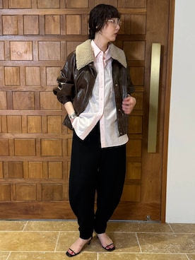 「Curensology（カレンソロジー）のCurensology(カレンソロジー)/＜C.S.G＞クレープウールパンツ（その他パンツ、ブラック系）」を使った、kyokoさん（レディース・165cm）の夏コーディネート