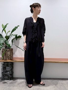 「Curensology（カレンソロジー）のCurensology(カレンソロジー)/フォールドロストパンツ（その他パンツ）」を使った、kyokoさん（レディース・165cm）の夏コーディネート