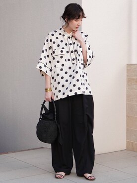 「Curensology（カレンソロジー）のCurensology(カレンソロジー)/フォールドロストパンツ（その他パンツ）」を使った、kyokoさん（レディース・165cm）の春コーディネート