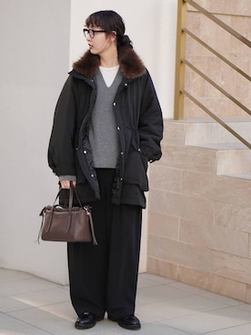 「アイテム（モッズコート）」を使った、kyokoさん（レディース・165cm）の秋コーディネート