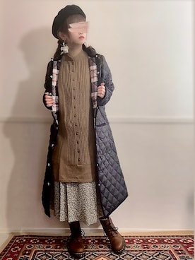 「レースアップシューズ」｜「アイテム（ノーカラーコート）」を使った、＊myuu🐈‍⬛＊さん（レディース・148cm）の秋コーディネート