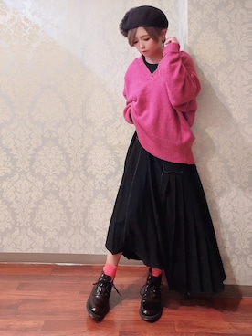 「14+（イチヨンプラス）のアイテム（ハンチング/ベレー帽）」を使った、＊myuu🐈‍⬛＊さん（レディース・148cm）の秋コーディネート