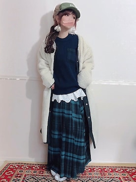 「チェック柄に恋してる」｜「アイテム（ノーカラージャケット）」を使った、＊myuu🐈‍⬛＊さん（レディース・148cm）の秋コーディネート