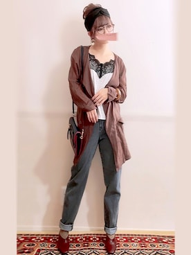 「something_jean」｜「アイテム（ジャケット/アウター）」を使った、＊myuu🐈‍⬛＊さん（レディース・148cm）の秋コーディネート
