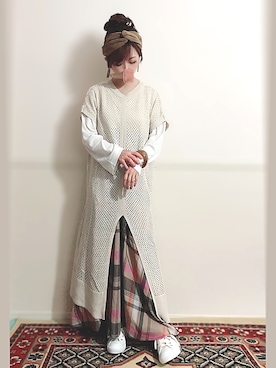 「アイテム（バングル/リストバンド、ブラウン系）」を使った、＊myuu🐈‍⬛＊さん（レディース・148cm）の秋コーディネート