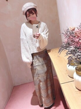 「チェック柄に恋してる」｜「アイテム（ハンチング/ベレー帽）」を使った、＊myuu🐈‍⬛＊さん（レディース・148cm）の冬コーディネート