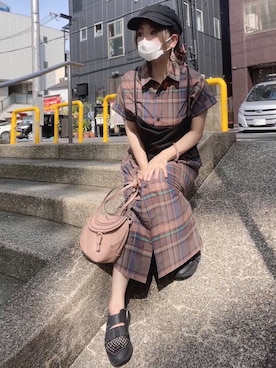 「FORK&SPOON」｜「アイテム（キャスケット）」を使った、＊myuu🐈‍⬛＊さん（レディース・148cm）の夏コーディネート