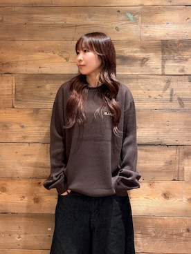 「XLARGE（エクストララージ）のOG CREWNECK SWEATER（ニット/セーター、ブラウン系）」を使った、sa$さん（レディース・152cm）の秋コーディネート