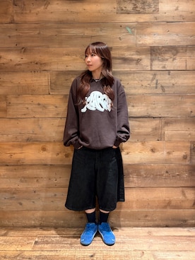 「XLARGE（エクストララージ）のWASHED SHORT PANTS（その他パンツ、ブラック系）」を使った、sa$さん（レディース・152cm）の秋コーディネート