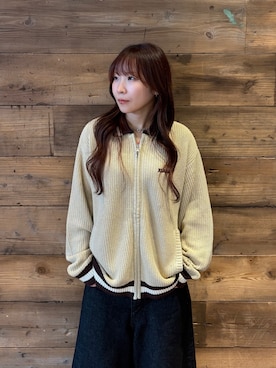 「XLARGE（エクストララージ）のLINE KNIT TOP（ニット/セーター、ベージュ系）」を使った、sa$さん（レディース・152cm）の秋コーディネート