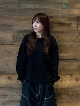「XLARGE（エクストララージ）のOG CREWNECK SWEATER（ニット/セーター、ブラック系）」を使った、sa$さん（レディース・152cm）の秋コーディネート