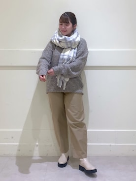 「BARNYARDSTORM（バンヤードストーム）のBARNYARDSTORM / 【WEB限定サイズL】カーブチノパンツ（チノパンツ、ベージュ系）」を使った、ayanoさん（レディース・162cm）の冬コーディネート