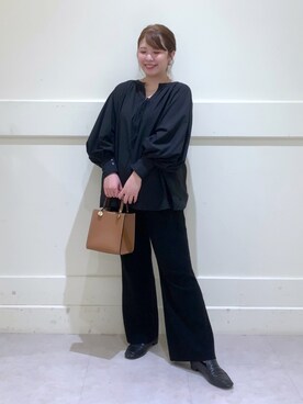 「BARNYARDSTORM（バンヤードストーム）のBARNYARDSTORM / 2ＷＡＹブロードブラウス（シャツ/ブラウス、ブラック系）」を使った、ayanoさん（レディース・162cm）の秋コーディネート