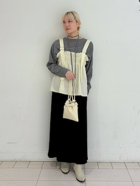 「KBF（ケイビーエフ）のアイテム（バッグ）」を使った、やまちゃんさん（レディース・166cm）の春コーディネート