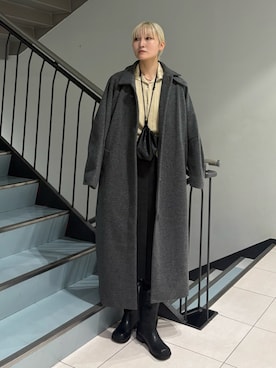 「アイテム（ステンカラーコート、グレー系）」を使った、やまちゃんさん（レディース・166cm）の秋コーディネート