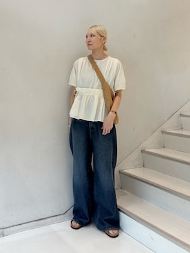 「KBF（ケイビーエフ）のアイテム（パンツ）」を使った、やまちゃんさん（レディース・165cm）の夏コーディネート