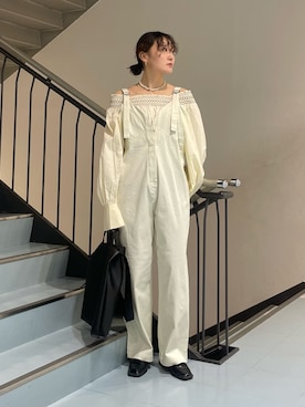 「大人可愛い、春」｜「アイテム（オールインワン・サロペット）」を使った、やまちゃんさん（レディース・164cm）の春コーディネート