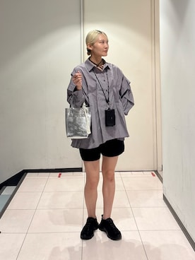 「KBF（ケイビーエフ）のニットショートパンツ（その他パンツ、ブラック系）」を使った、やまちゃんさん（レディース・165cm）の秋コーディネート