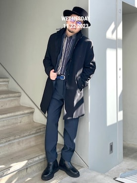 「TAKEO KIKUCHI（タケオキクチ）のアイテム（その他アウター）」を使った、testerさん（メンズ・170cm）の秋コーディネート