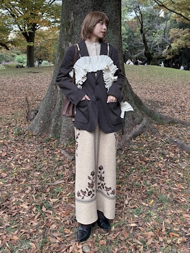 「menue（メヌエ）のU字カッティング フラットパンプス（パンプス）」を使った、もえか / ecrumさん（レディース・162cm）の秋コーディネート