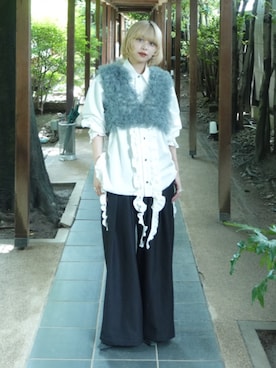 「アイテム（その他トップス、ブルー系）」を使った、ecrumさん（レディース・162cm）の夏コーディネート