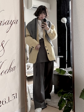 「Eaphi / TWO-PIECE SKIRT TROUSERSのアイテム（パンツ、ブラウン系）」を使った、もえか / ecrumさん（レディース・162cm）の春コーディネート