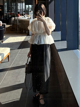 「アイテム（スマホグッズ、ブラック系）」を使った、もえか / ecrumさん（レディース・162cm）の夏コーディネート
