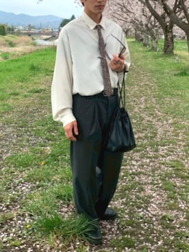 「RAGEBLUE（レイジブルー）のアイテム（スラックス）」を使った、R.さん（メンズ・171cm）の春コーディネート