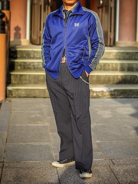 「アイテム（ウォレットチェーン）」を使った、HIROCKmanさん（メンズ・172cm）の冬コーディネート