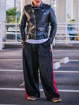 「schott（ショット）のアイテム」を使った、HIROCKmanさん（メンズ・172cm）の冬コーディネート