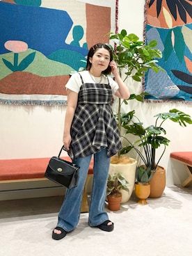 「アイテム（ボストンバッグ）」を使った、aikaさん（レディース・147cm）の夏コーディネート