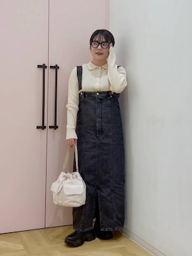 「メガネ」｜「アイテム（ジャンパースカート）」を使った、aikaさん（レディース・147cm）の秋コーディネート