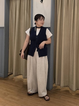 「LOWRYS FARM（ローリーズファーム）のカットイージーコクーンパンツ　292362（スウェットパンツ、グレー系）」を使った、aikaさん（レディース・147cm）の夏コーディネート