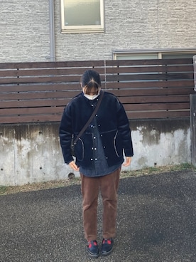 「古着好きな人と繋がりたい」｜「アイテム（ブルゾン）」を使った、まめさん（レディース・167cm）の秋コーディネート