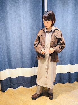 「Samansa Mos2 blue（サマンサモスモスブルー）のアイテム（シャツワンピース）」を使った、サトウさん（レディース・155cm）の秋コーディネート