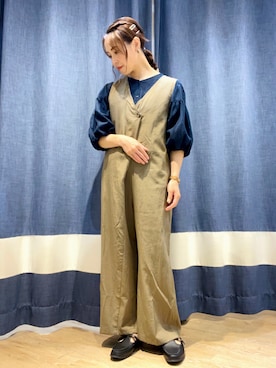 「Samansa Mos2 blue（サマンサモスモスブルー）のアイテム（サロペット/オーバーオール）」を使った、サトウさん（レディース・155cm）の夏コーディネート