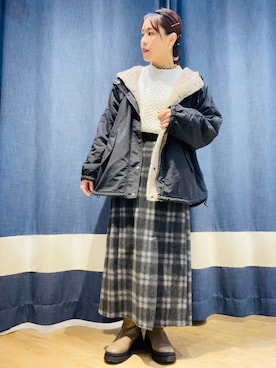 「白ニット」｜「アイテム（ノーカラージャケット）」を使った、サトウさん（レディース・156cm）の秋コーディネート