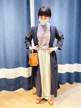 「Samansa Mos2 blue（サマンサモスモスブルー）のアイテム（サンダル、オレンジ系）」を使った、サトウさん（レディース・155cm）の春コーディネート